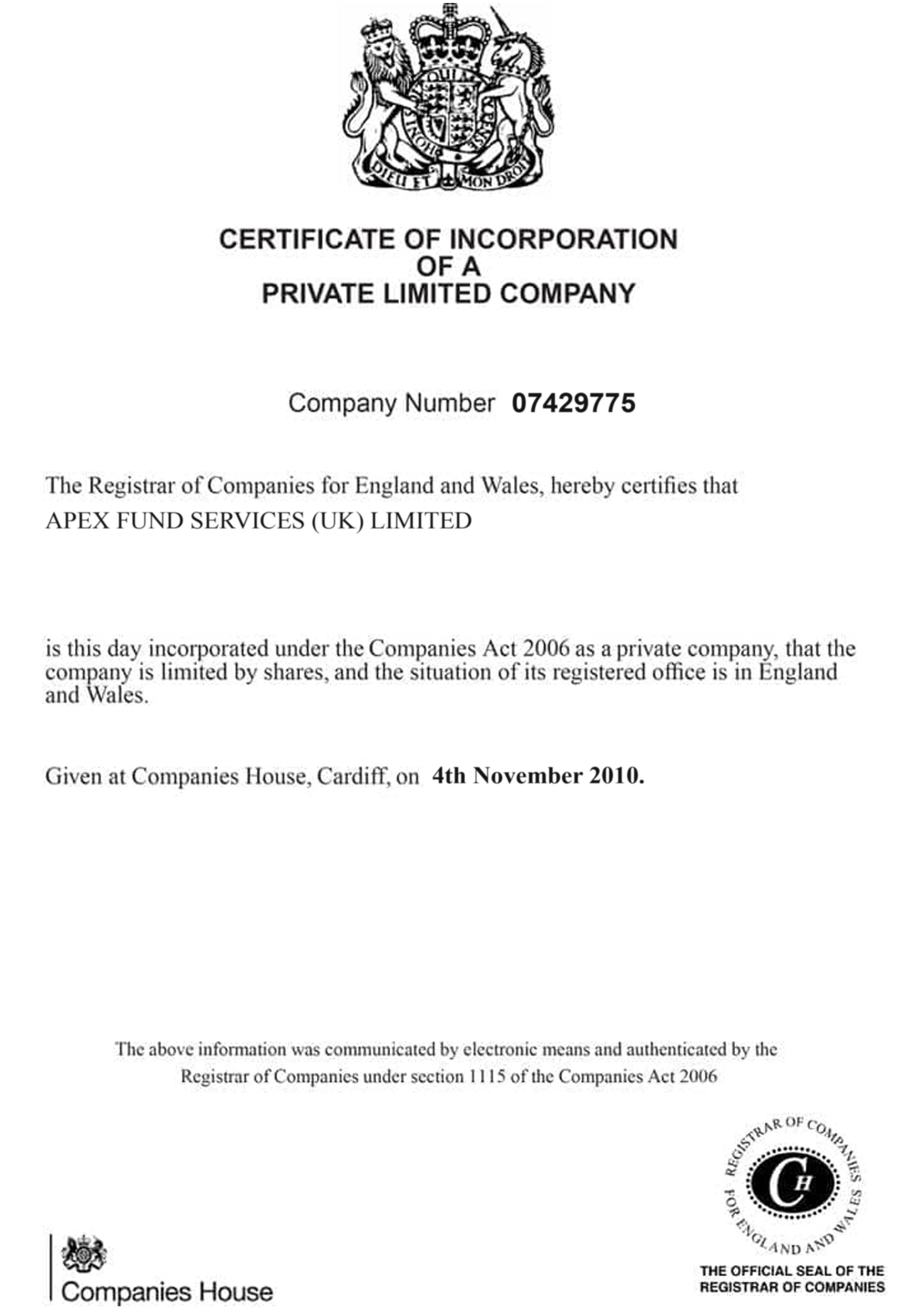 company certificate
